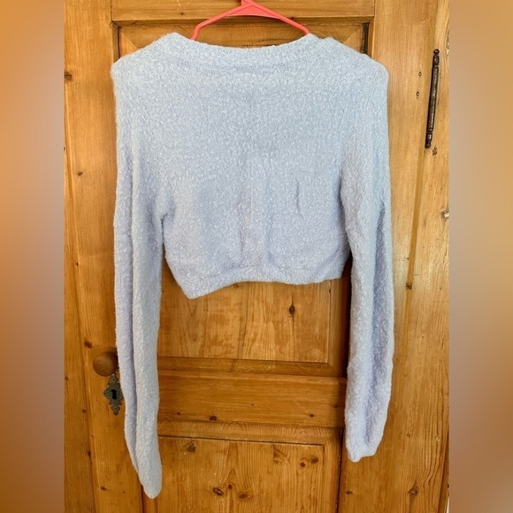 Forever 21 Lilac Angora Snap Coquette Feminine Cropped Cardigan Size Small - Picture 7 of 11